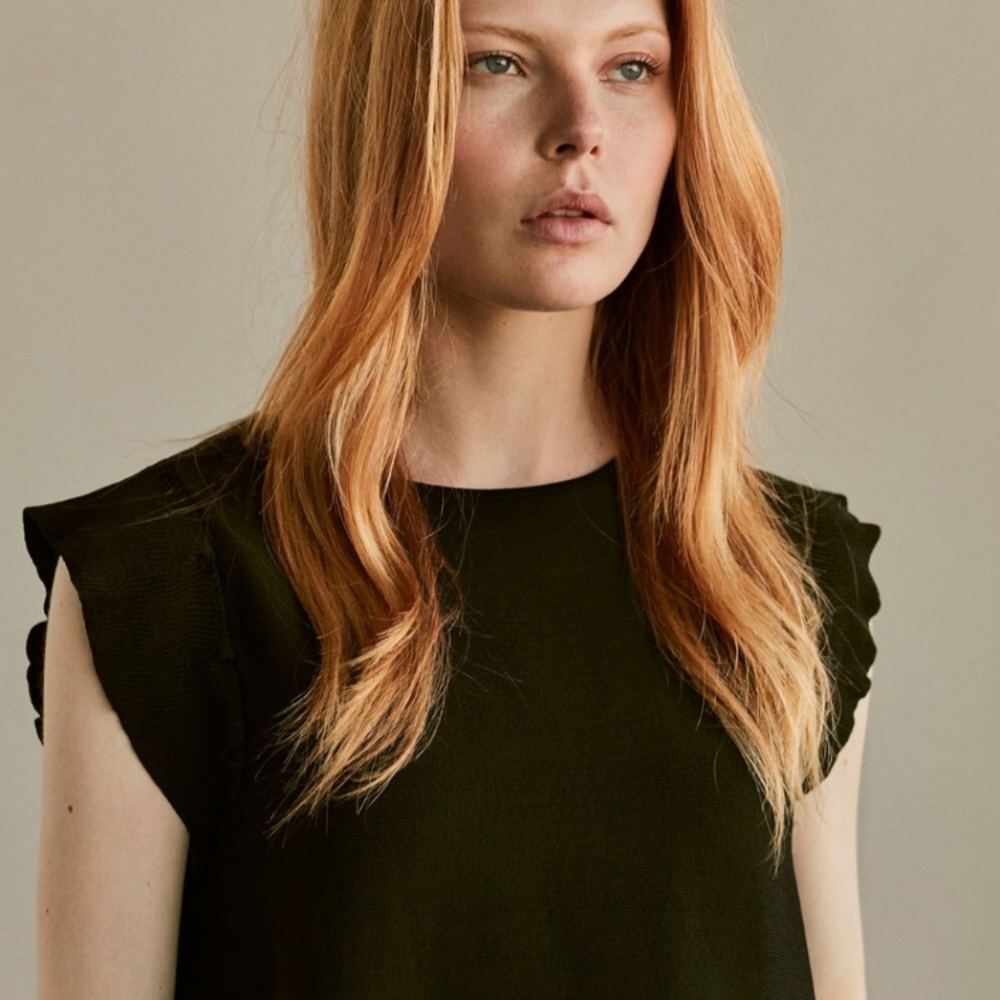 Massimo Dutti Ruffled Sleeve Top - Picture 4 of 5